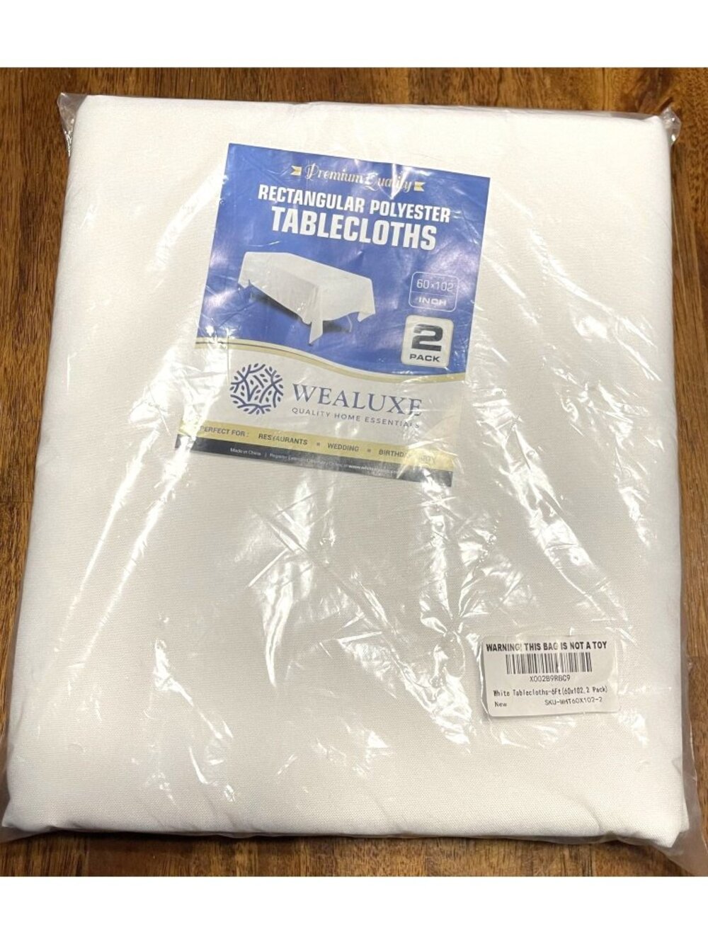 Tablecloths White Rectangular Polyester Tablecloths 60x102 Inches 2 Pack